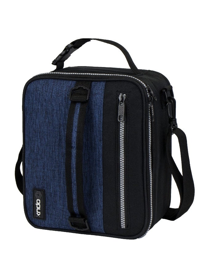 opux Insulated Lunch Box for Men Women Adult, Compact Lunch Bag for Kids Boy Girl Teen, Soft Lunch Cooler Bag for Work School, Leakproof Lunchbox Lunch Pail with Clip-on Buckle, Heather Navy - Image 1