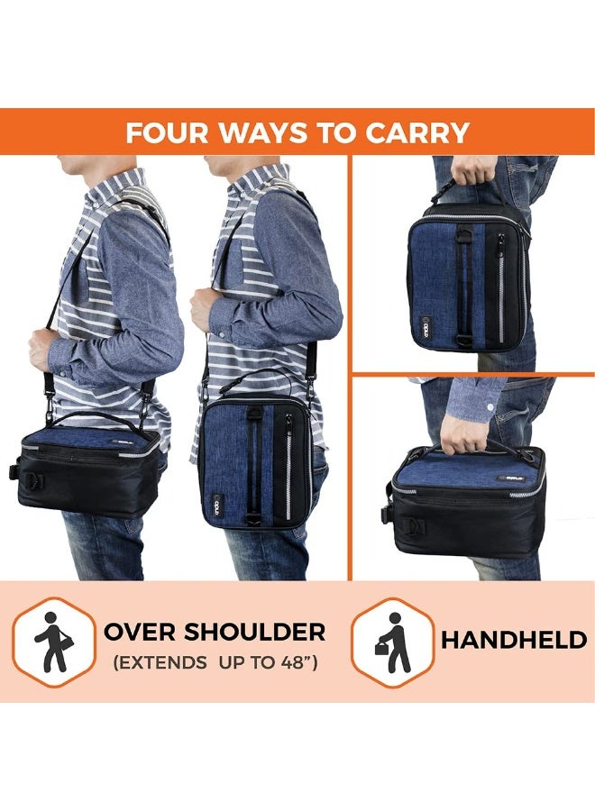 opux Insulated Lunch Box for Men Women Adult, Compact Lunch Bag for Kids Boy Girl Teen, Soft Lunch Cooler Bag for Work School, Leakproof Lunchbox Lunch Pail with Clip-on Buckle, Heather Navy - Image 4