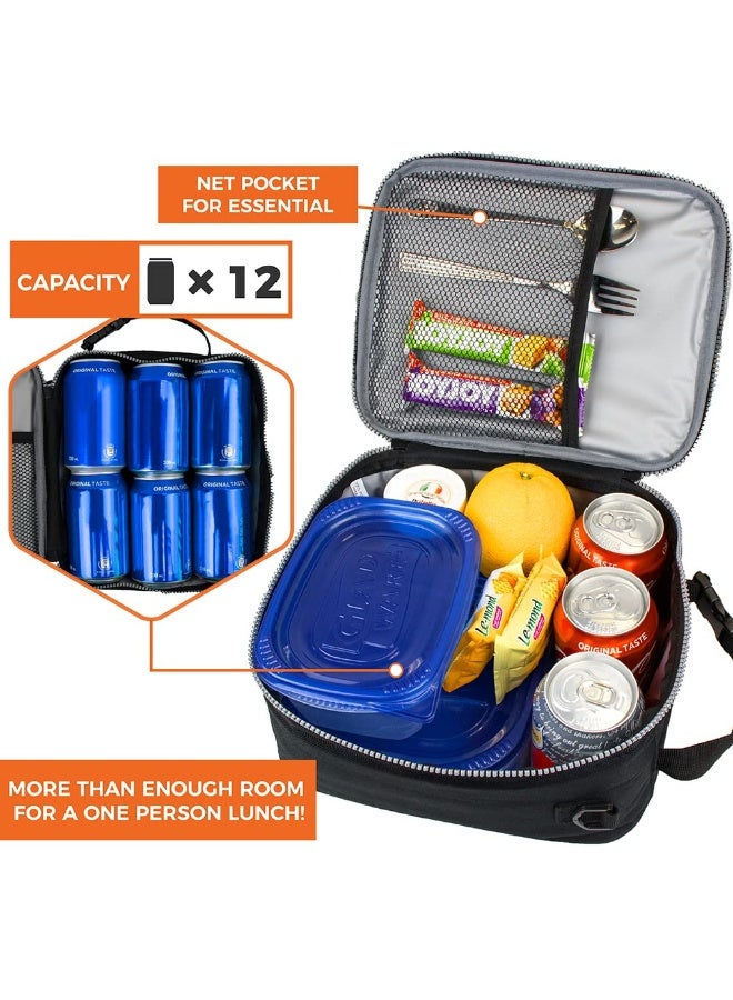 opux Insulated Lunch Box for Men Women Adult, Compact Lunch Bag for Kids Boy Girl Teen, Soft Lunch Cooler Bag for Work School, Leakproof Lunchbox Lunch Pail with Clip-on Buckle, Heather Navy - Image 5