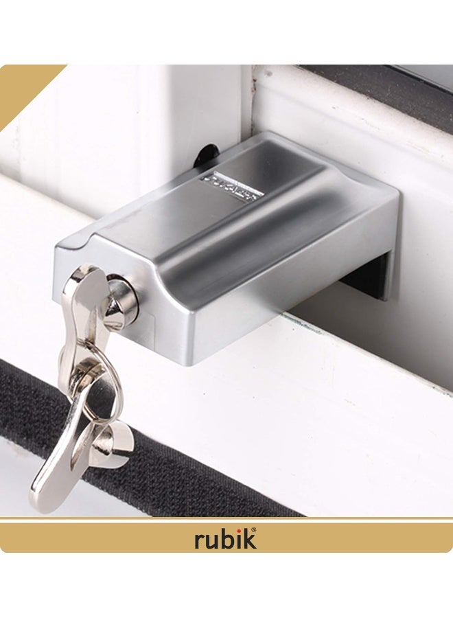 Rubik Sliding Window Door Lock with 2 Keys, Adjustable Zinc Alloy Anti Theft Sash Stopper Lock For Child Security (1 Pack)  - Image 3