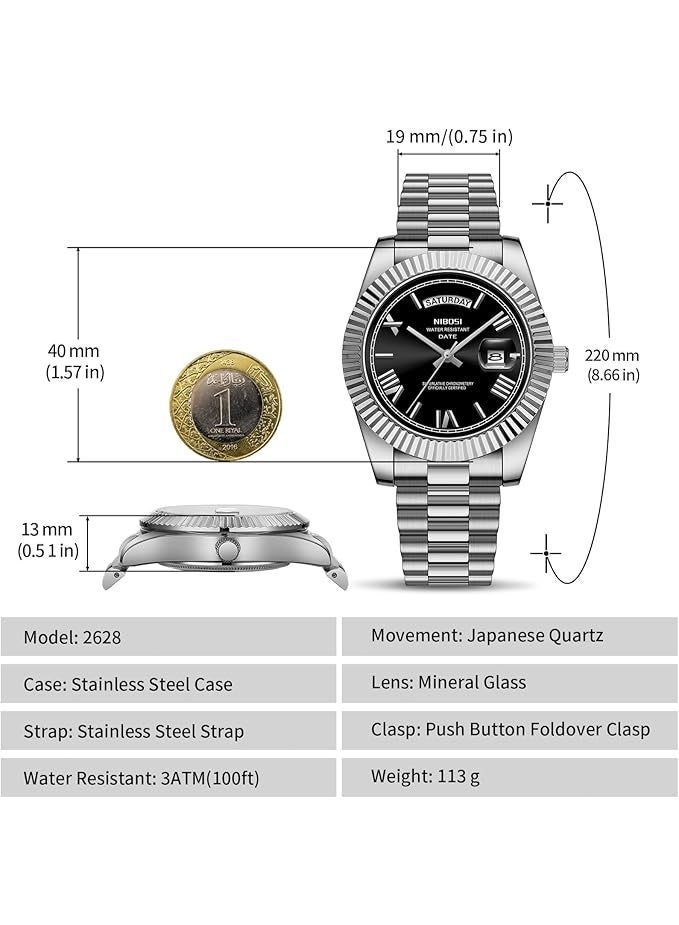 NIBOSI Men Watches Analog Quartz Stainless Steel Watches for men Waterproof Business Classic Desiger Wrist Watch Day&Date - Image 2