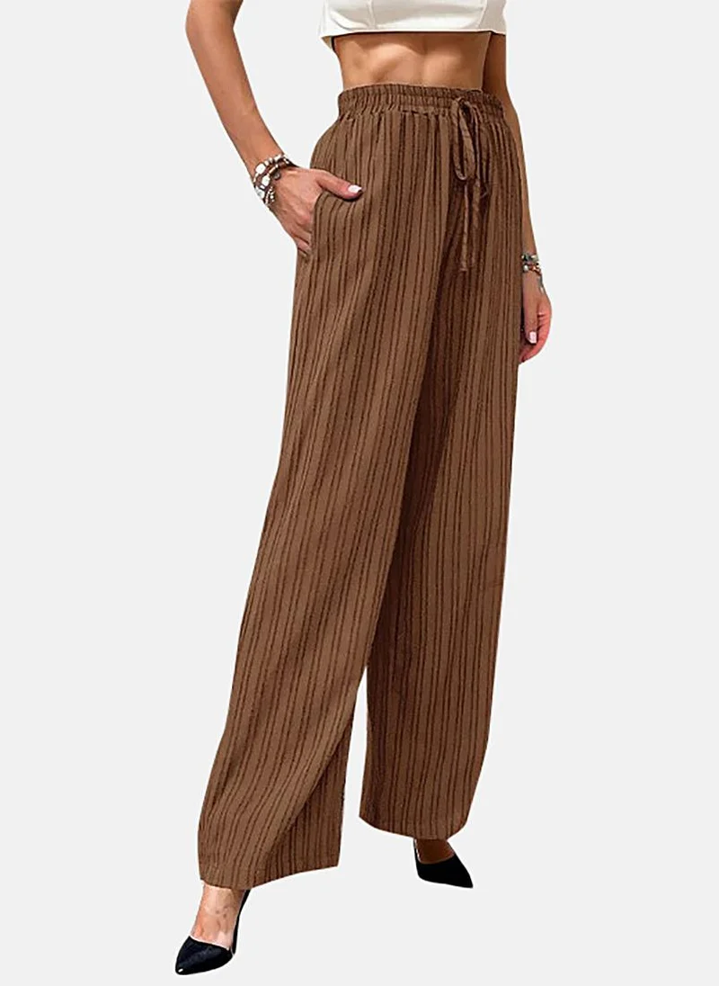 يونيكي Brown Soild Relaxed Fit Palazzos