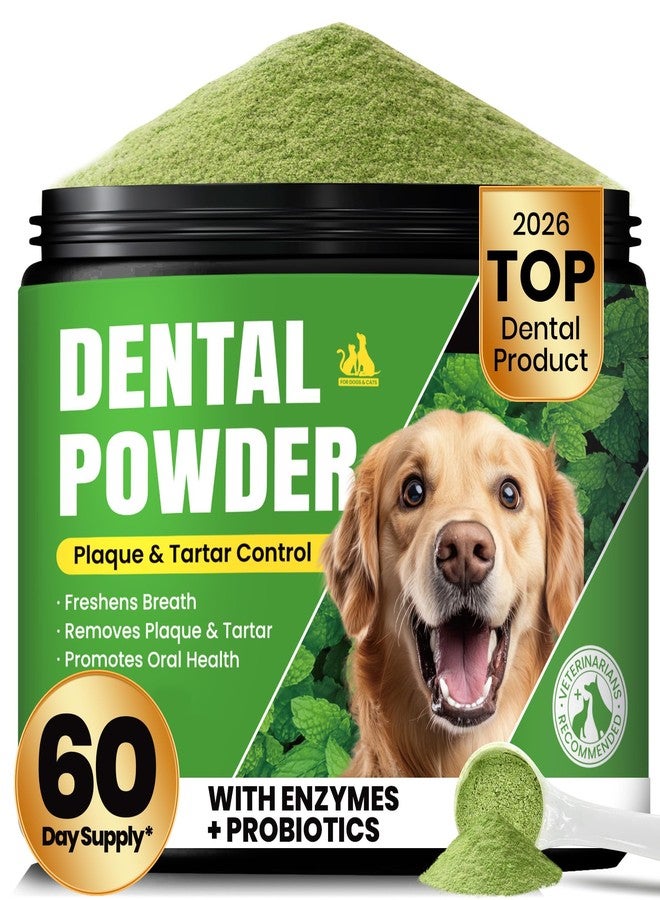 BuddyCheer Dog Tooth Cleaning Powder, Dog Dental Powder and Cat Breath Freshener, Plaque Off Pet Teeth Cleaning Lab Co, Dog Breath and Tartar Remover, Dog Teeth Cleaning with Enzymes - Supply 60 Days - Mint - Image 1
