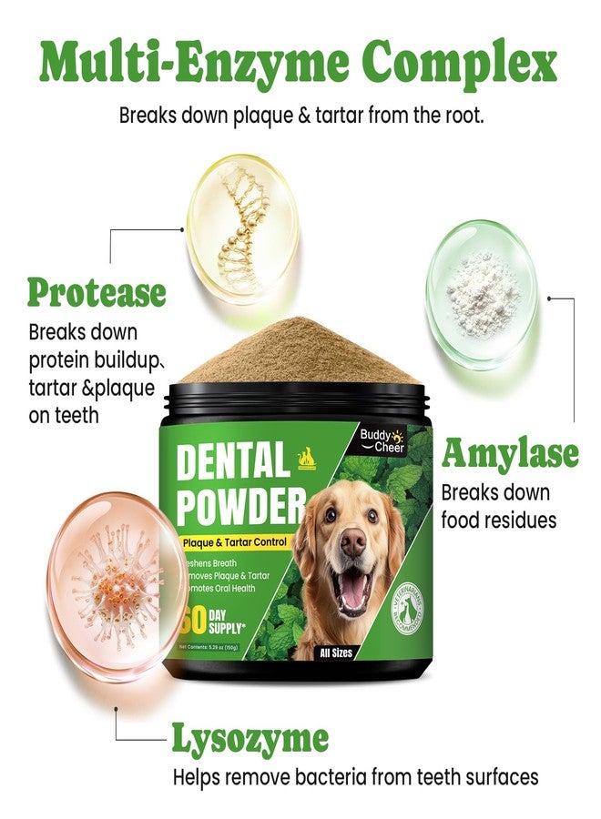 BuddyCheer Dog Tooth Cleaning Powder, Dog Dental Powder and Cat Breath Freshener, Plaque Off Pet Teeth Cleaning Lab Co, Dog Breath and Tartar Remover, Dog Teeth Cleaning with Enzymes - Supply 60 Days - Mint - Image 5