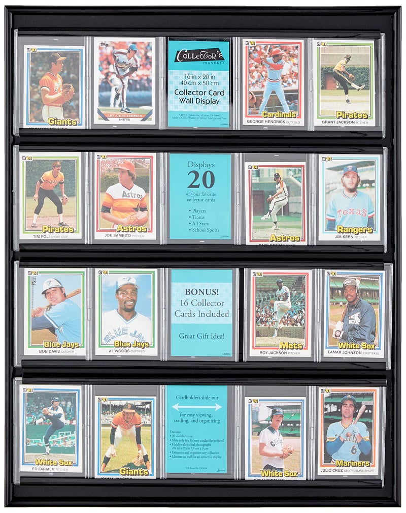 MCS 16x20 Inch Collector Card Wall Display Holds 20 Sports Cards Black 52894