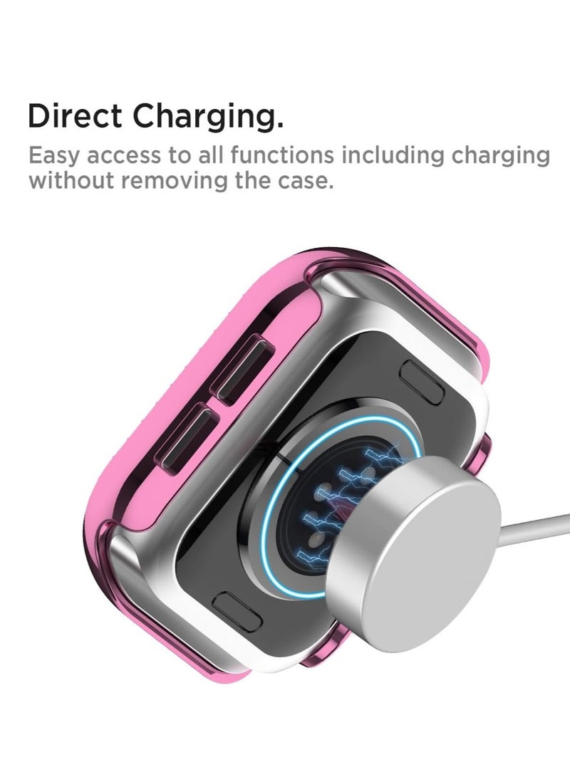 Bling Case for Apple Watch Series 10 46mm, Glitter Hard PC Cover with Tempered Glass Screen Protector, Crystal Diamonds Bumper Film for Women Girls, Apple Watch Case Series 10 46mm-Pink - Image 3