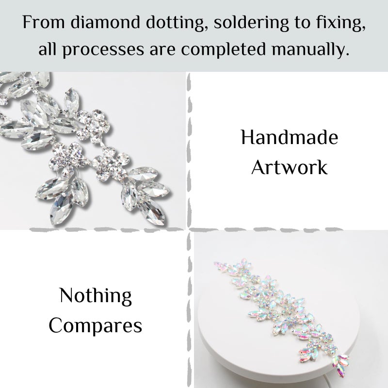 PEARLY JUN Rhinestone Applique Crystal Applique Patches DIY Beaded Bling Trim Sewing Clothes for Wedding Belt Craft Gowns Decoration Dresses Embellishments(YHZ00013-silver) - Image 4