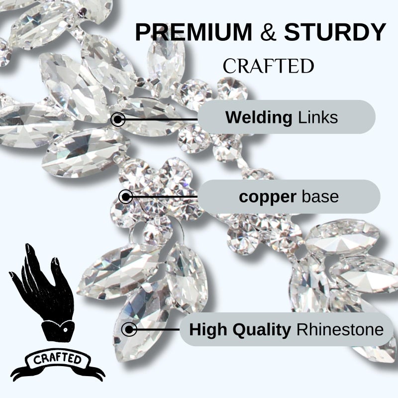 PEARLY JUN Rhinestone Applique Crystal Applique Patches DIY Beaded Bling Trim Sewing Clothes for Wedding Belt Craft Gowns Decoration Dresses Embellishments(YHZ00013-silver) - Image 3