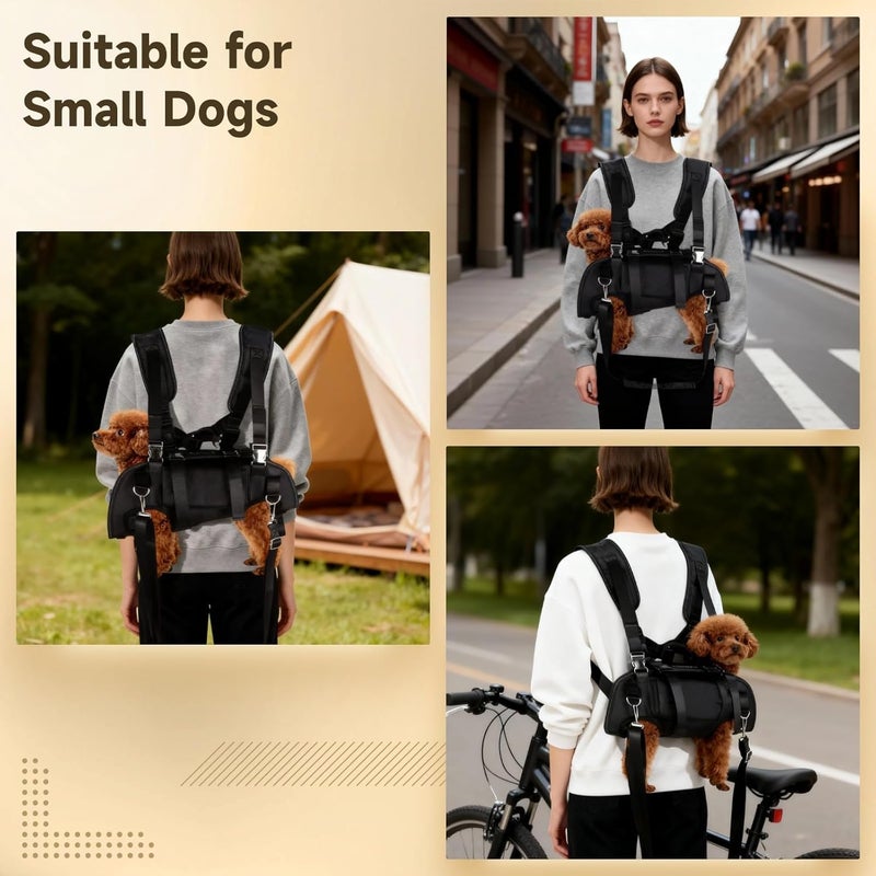Multi-Carry Small Dog Travel Carrier, Spine-Friendly Horizontal Backpack with Legs-Out, Adjustable Straps for Hiking, Cycling, Black, M (7.7-12 Lbs) - Image 3