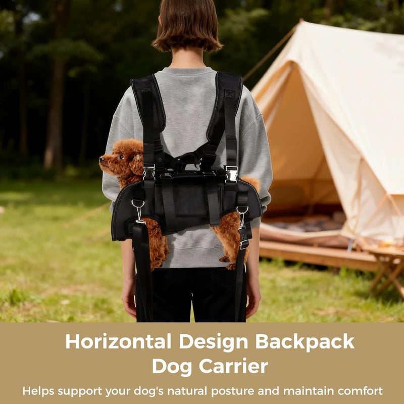 Multi-Carry Small Dog Travel Carrier, Spine-Friendly Horizontal Backpack with Legs-Out, Adjustable Straps for Hiking, Cycling, Black, M (7.7-12 Lbs) - Image 4