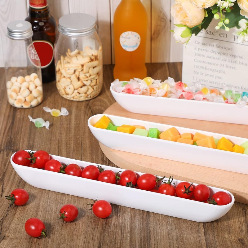 Rtteri 6 Pcs Olive Tray 13 White Olive Plate Long Narrow Serving Dishes for Entertaining Imitation Porcelain Cracker Tray Boat Cracker Holder Dishwasher Safe for Charcuterie Board Cheese Appetizers - Image 4
