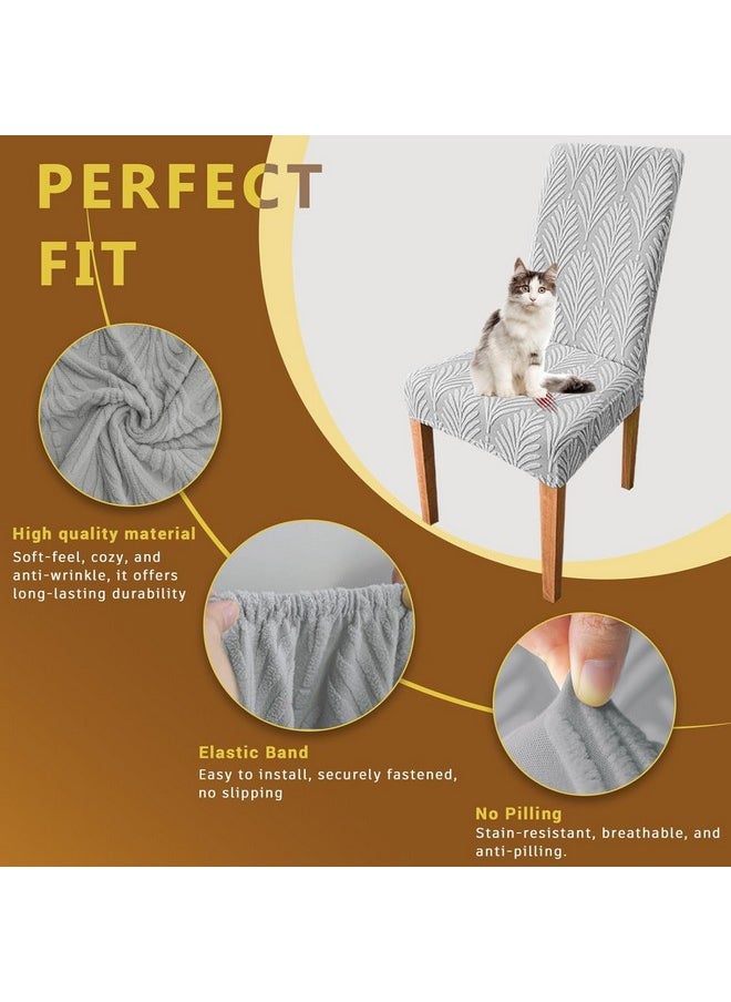 Styleys - Styleys Stretch Jacquard Dining Chair Cover Removable Washable Dining Room Chair Cover Protector Seat Slipcover (Pack of 4, Light Grey, JYMC5) - Image 1