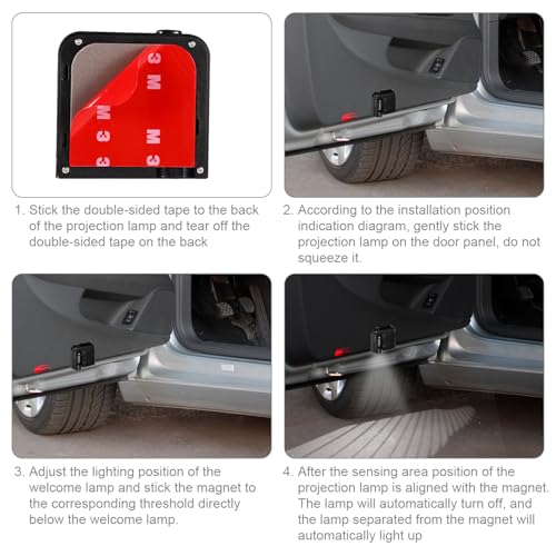 BTFO 2pcs Car Door Lights Logo Projectors, Angel Wings Car Door Projector Lights No Drill Side Door Step LED Welcome Courtesy Lights Fit for All Car Models - Image 5