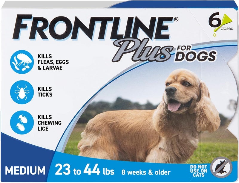 Frontline Plus for Dogs - Medium Dog Flea and Tick Treatment (23-44 lbs) - 6 Doses - Image 1