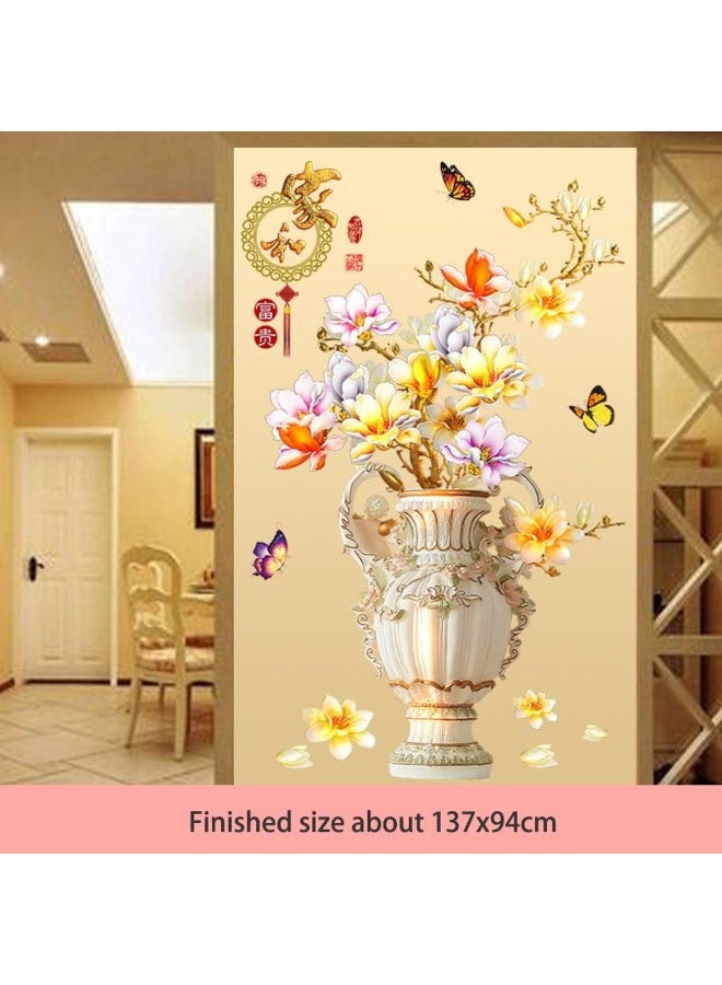 Chinese Style Classical Vase Flower Wall Sticker Rose Lotus Butterfly Decoration Decals Removable Wall Art Home Decor 