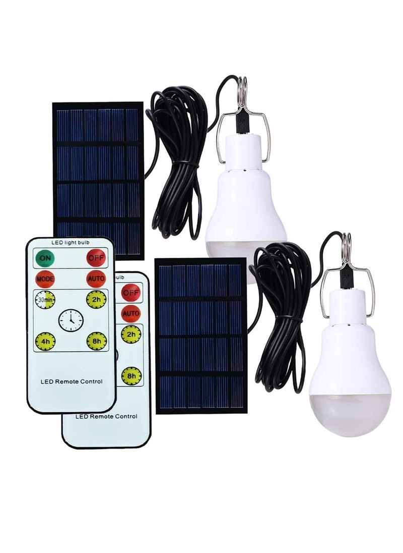 Y&D Solar Light Bulb Remote Control, 350LM Portable Outdoor Powered Lamp LED Lighting for Camp Tent Night Fishing Emergency Lights Flash (Pack of 2+Remote Control)  - Image 1
