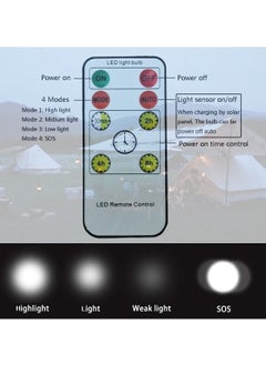 Y&D Solar Light Bulb Remote Control, 350LM Portable Outdoor Powered Lamp LED Lighting for Camp Tent Night Fishing Emergency Lights Flash (Pack of 2+Remote Control)  - Image 3