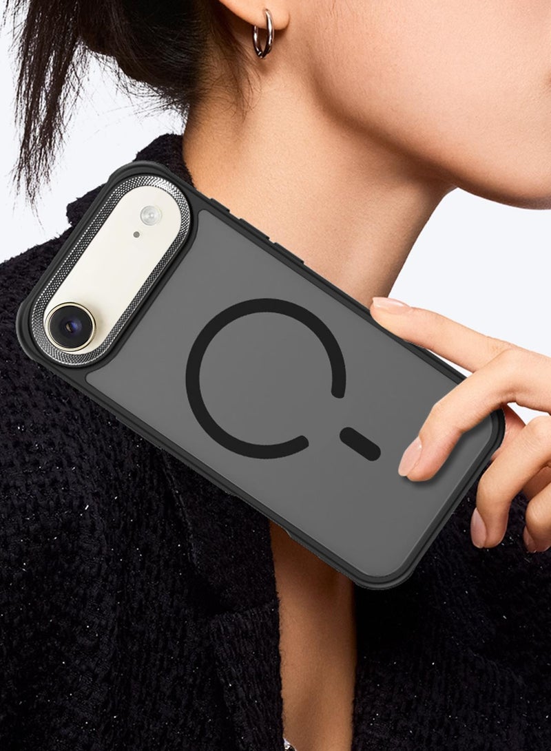 Wtech Apple iPhone Air 5G 2025 Hard Silicone Hybrid Translucent Slim Stylish Magnetic Magsafe Case Cover (MCMPMN) - Black - Image 2