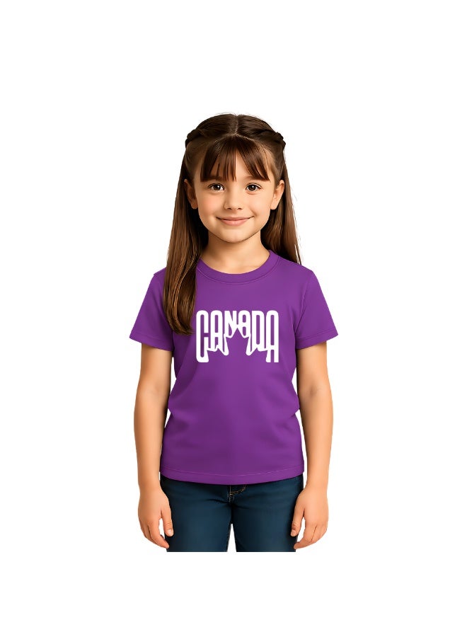 Canada Kids Girls Round Neck T-Shirt - Soft and Comfortable Cotton, Short Sleeve Tshirt - Perfect for Everyday Canadian Style - Image 1