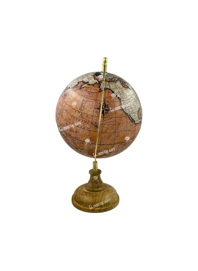 Globeskart - Globeskart Educational/Antique Globe with Brass Antique Arc and Wooden Base/World Globe/Home Decor/Office Decor/Gift Item / 8 inches (Peach Orange) - Image 1