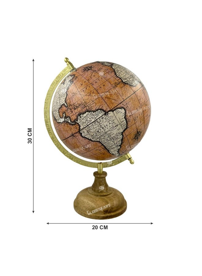 Globeskart - Globeskart Educational/Antique Globe with Brass Antique Arc and Wooden Base/World Globe/Home Decor/Office Decor/Gift Item / 8 inches (Peach Orange) - Image 1