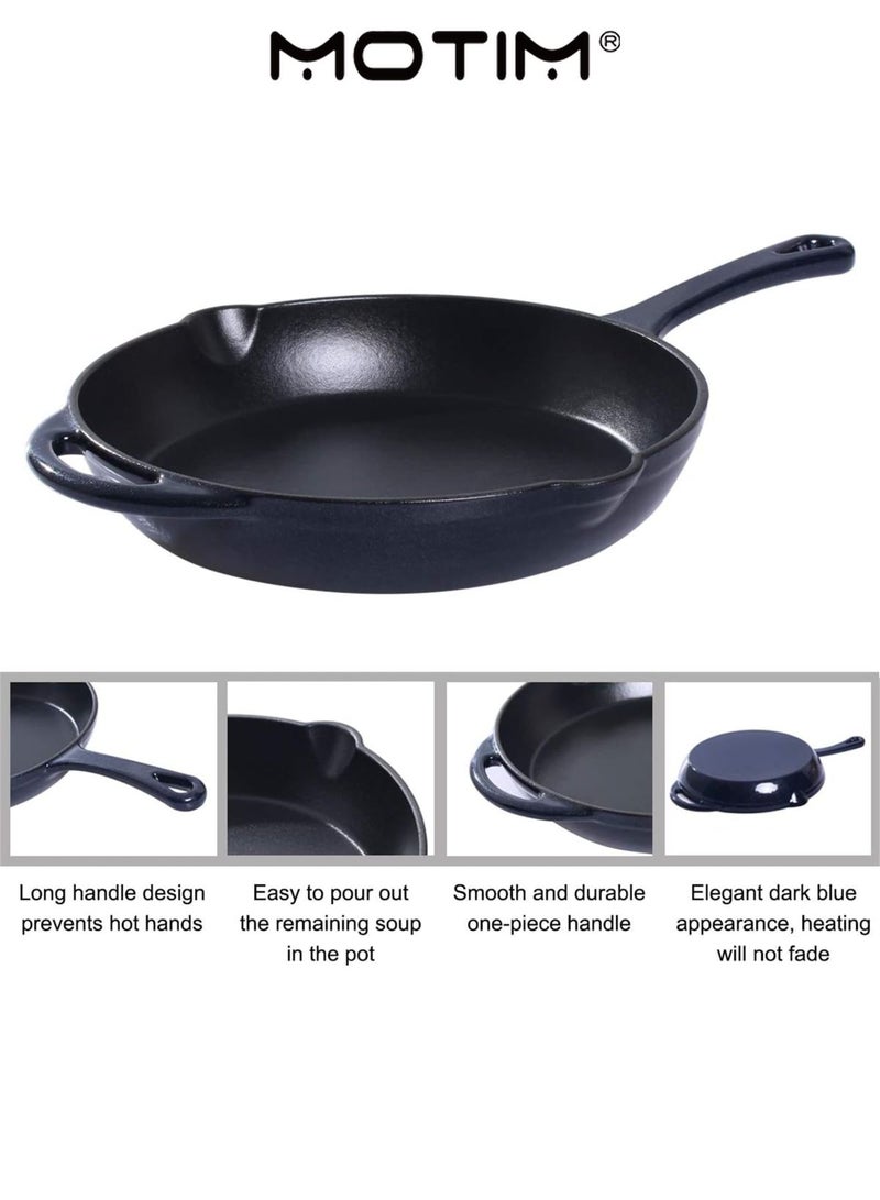 Motim Large Frying Pan Cast Iron Skillet with Helper Handle - Indoor and Outdoor Use - Grill Stovetop Induction Safe(12 Inch) - Image 5