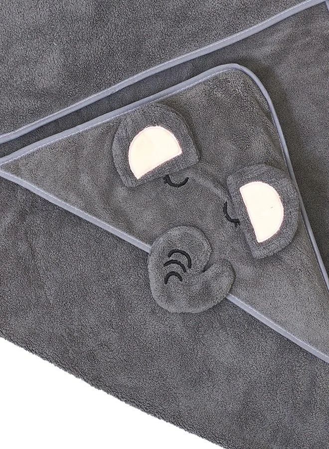babyqlo Grey Elephant Baby Towel with Hood Wrap
