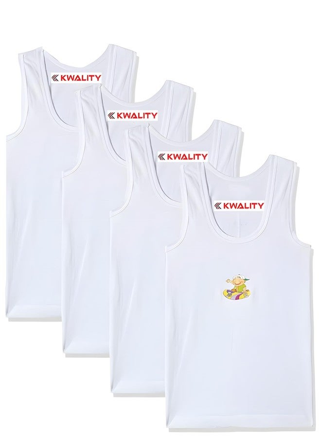 KWALITY Baby Boys and Girls 100% Pure Cotton White Vest Inner wear Combo Pack of 6 (15-16 Years) - Image 5