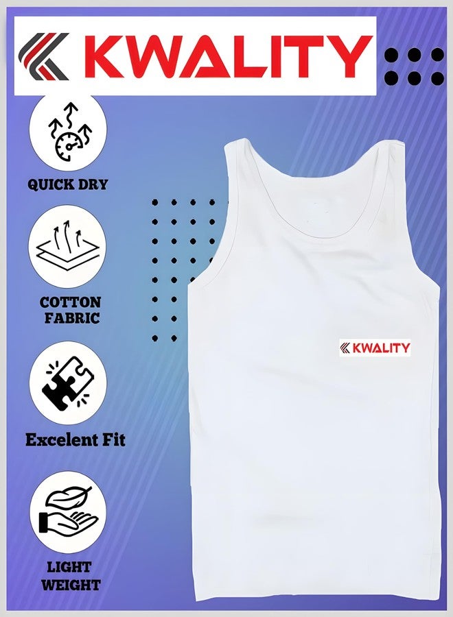 KWALITY Baby Boys and Girls 100% Pure Cotton White Vest Inner wear Combo Pack of 6 (15-16 Years) - Image 3