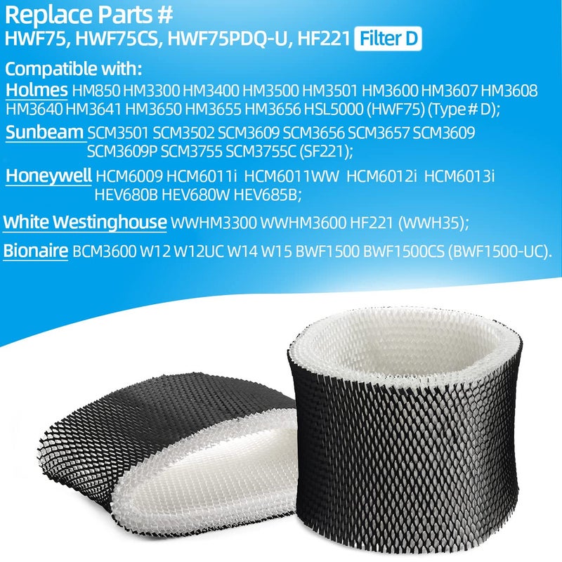 Alocs HWF75 Humidifier Filter D Replacement for Holmes - HM3500 HM3600 HM3650 HM3655 HM3656; Honey-Well HCM6009; Sunbeam SCM3501 SCM3609 SCM3755C humidifier (2 Pack) - Image 4