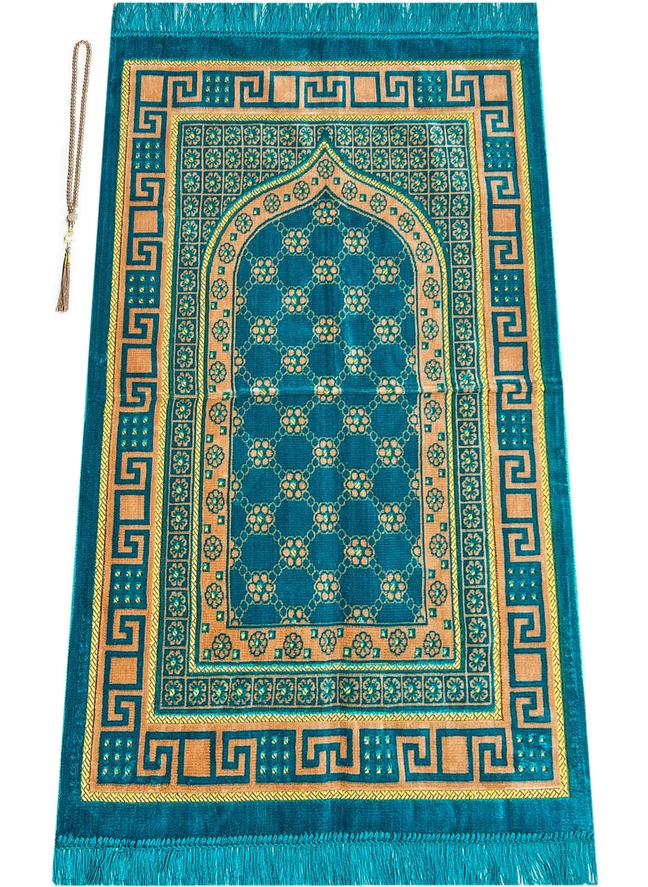 İhvan Online Ihvan Online Luxury Velvet Shipinger Prayer Mat Prayer Beads Gift Oil Color