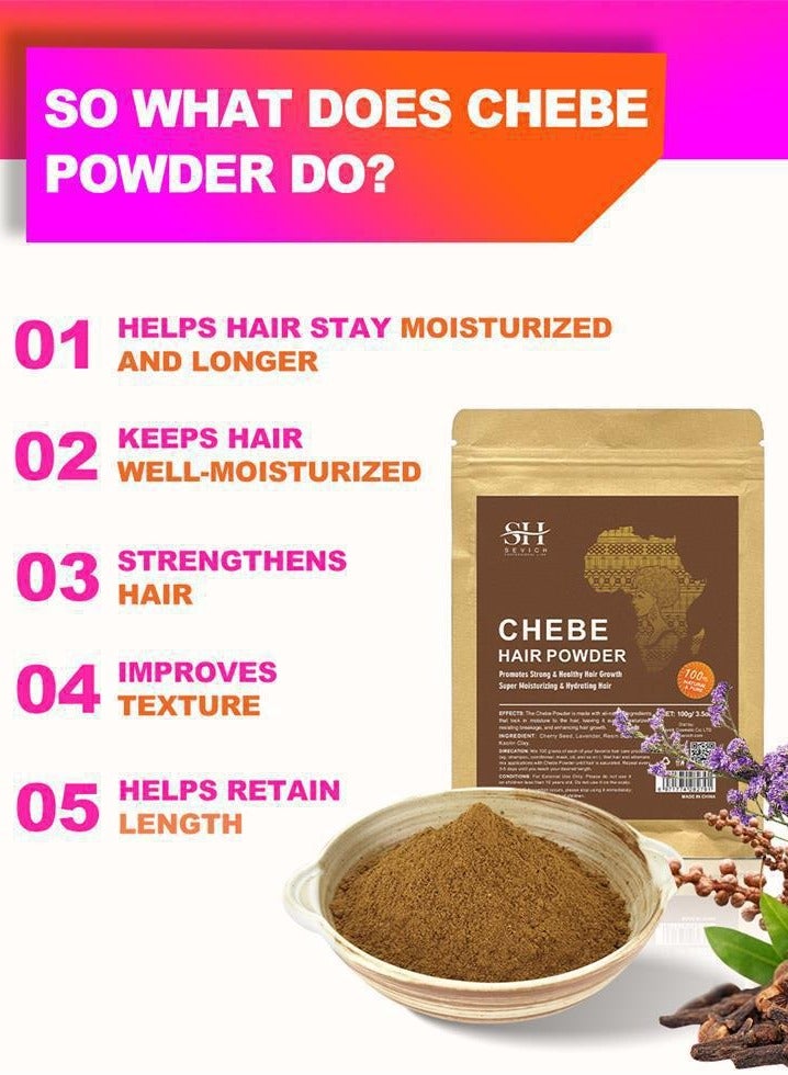 Sevich Chebe Powder, 100% African Natural Traditional Ingredients, Promotes Long Rapid Hair Growth, Chebe Hair Powder For Hair Thicker (100 GRAMS) - Image 3