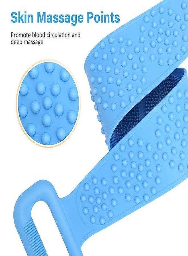 PH BROTHER Pack of 2 Silicone Back Scrubber Bath Belt Double-Sided Massage Body Wash Brush Shower Exfoliating Belt Removes Bath Towel, Cleaning Tools for men and women - (Multicolor) - Image 2