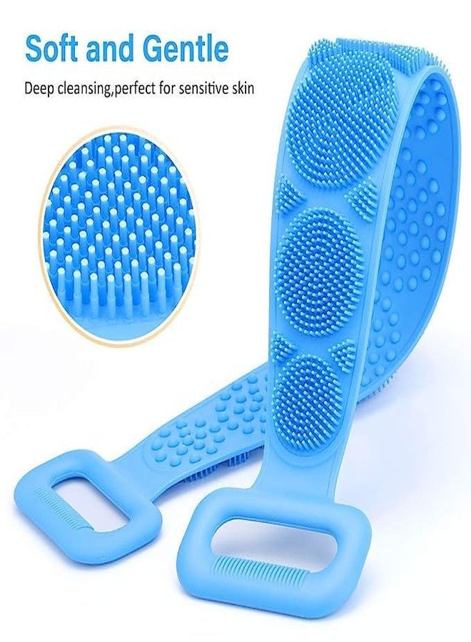 PH BROTHER Pack of 2 Silicone Back Scrubber Bath Belt Double-Sided Massage Body Wash Brush Shower Exfoliating Belt Removes Bath Towel, Cleaning Tools for men and women - (Multicolor) - Image 1
