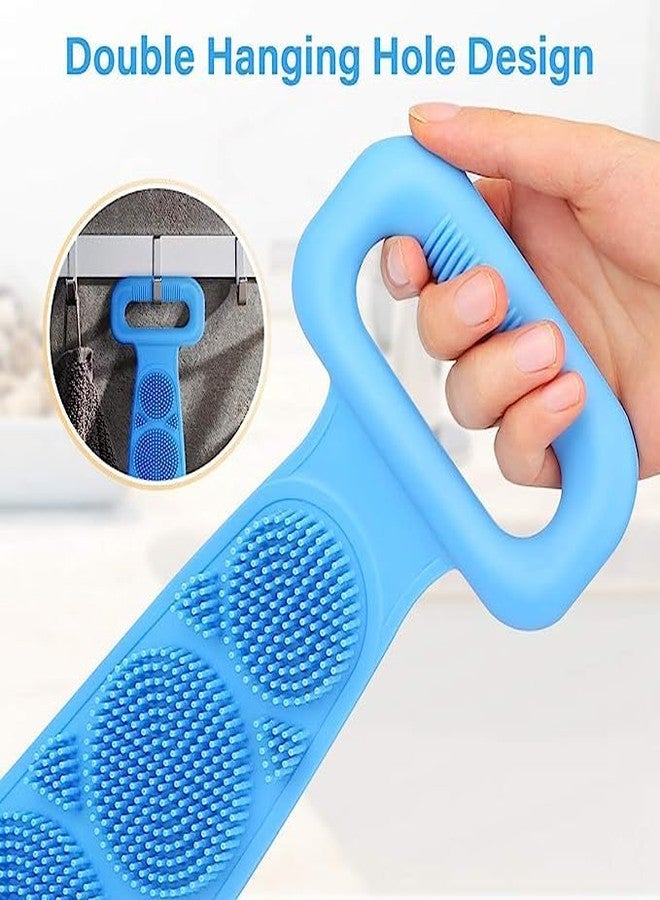 PH BROTHER Pack of 2 Silicone Back Scrubber Bath Belt Double-Sided Massage Body Wash Brush Shower Exfoliating Belt Removes Bath Towel, Cleaning Tools for men and women - (Multicolor) - Image 3