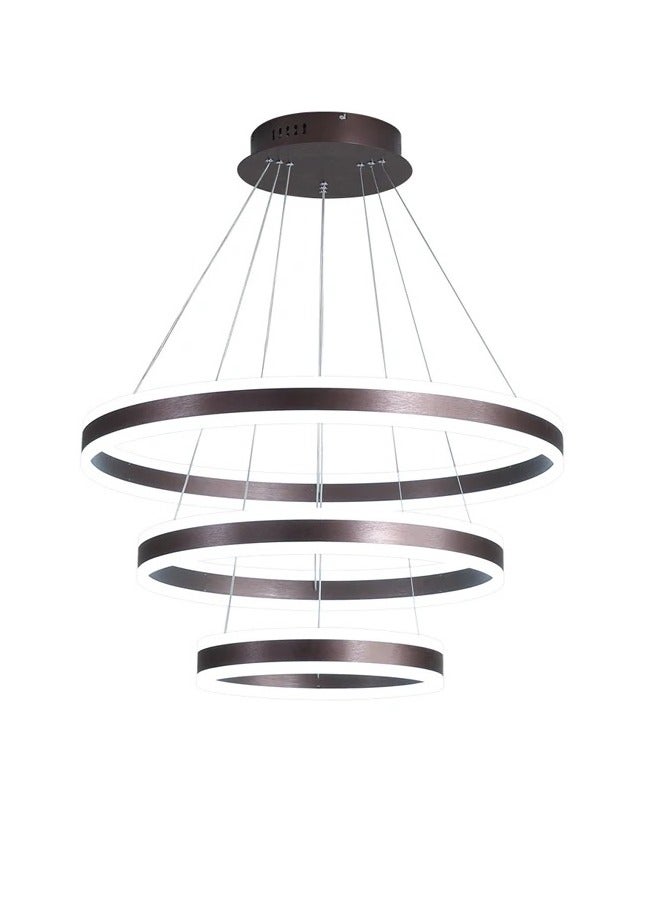 FAMI LIGHTS Modern 3 Rings LED Circle Pendant Chandeliers Dimmable with Remote Control 3 Color Hanging light Adjustable for Living room Bedroom Kitchen Dining Office (Black, 60cm 40cm 20cm) - Image 1