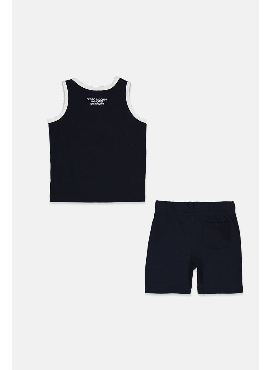 Sergio Tacchini Toddler Boys 2,Pcs Set Sleeveless Graphic Tank Top And Pull On Shorts, Red and Navy  - Image 2