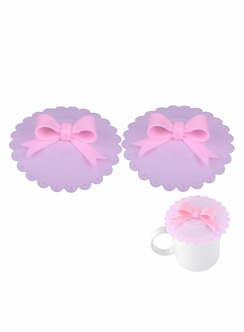 SOLARAE 2 Pieces Silicone Cup Covers Butterfly Holder Suction Cup Lid Reusable Anti-dust Cup Lids for Coffee Beer Mug Wine Glass Home Office Bar - Image 1