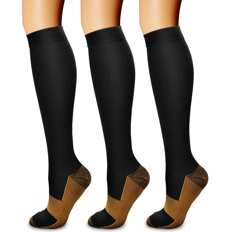 Compression Socks for Women & Men Circulation (3 Pairs) 15-20 mmHg is Best Support for Athletic Running Cycling - Image 1