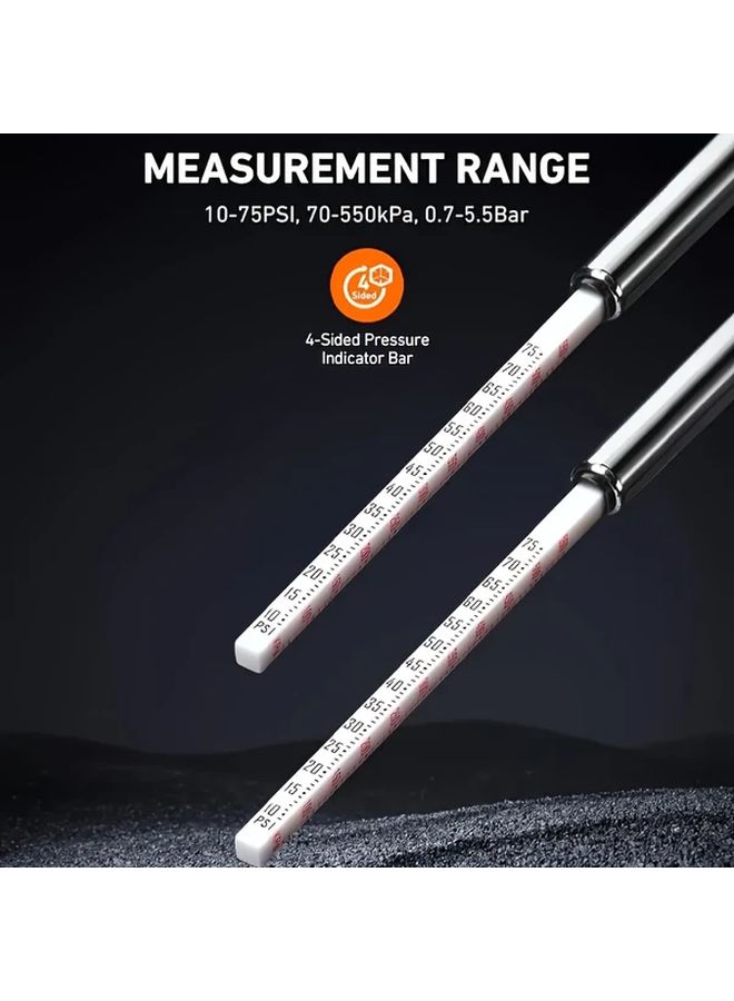 2pcs Stainless Steel Tire Pressure Gauge Durable Portable For Cars Trucks Bikes - Image 5