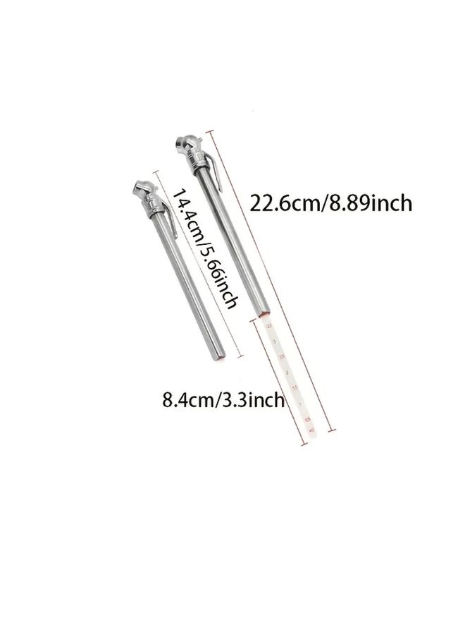 2pcs Stainless Steel Tire Pressure Gauge Durable Portable For Cars Trucks Bikes - Image 2