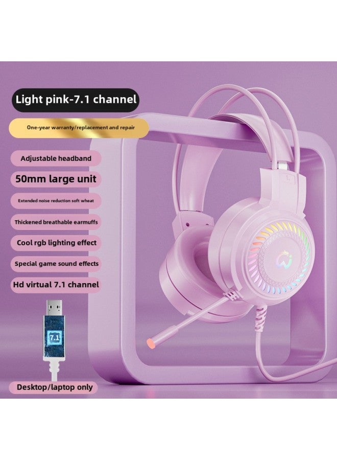 Computer Headset USB Headset E-sports Game Wired Headset Noise Reduction Microphone Desktop Notebook 7.1 Channel-Color: Single Usb Sound Card Version (7.1 Channel)  - Image 1