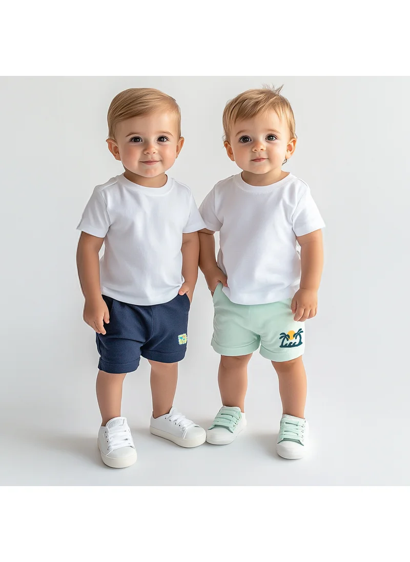 نوتيناتي Nautinati Boys' Pack of 2 Cotton Graphic Print and Badged Shorts