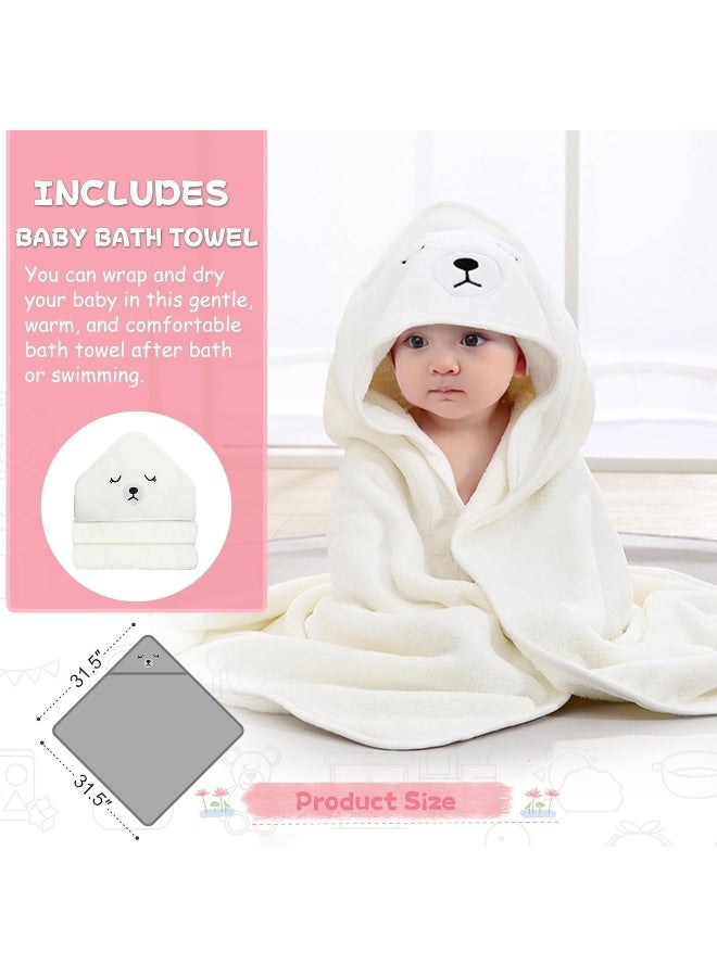 MoreFeel Collapsible Baby Bathtub for Newborn with Thermometer & 1 Soft Floating Cushion & 1 Hooded Towel - Image 3