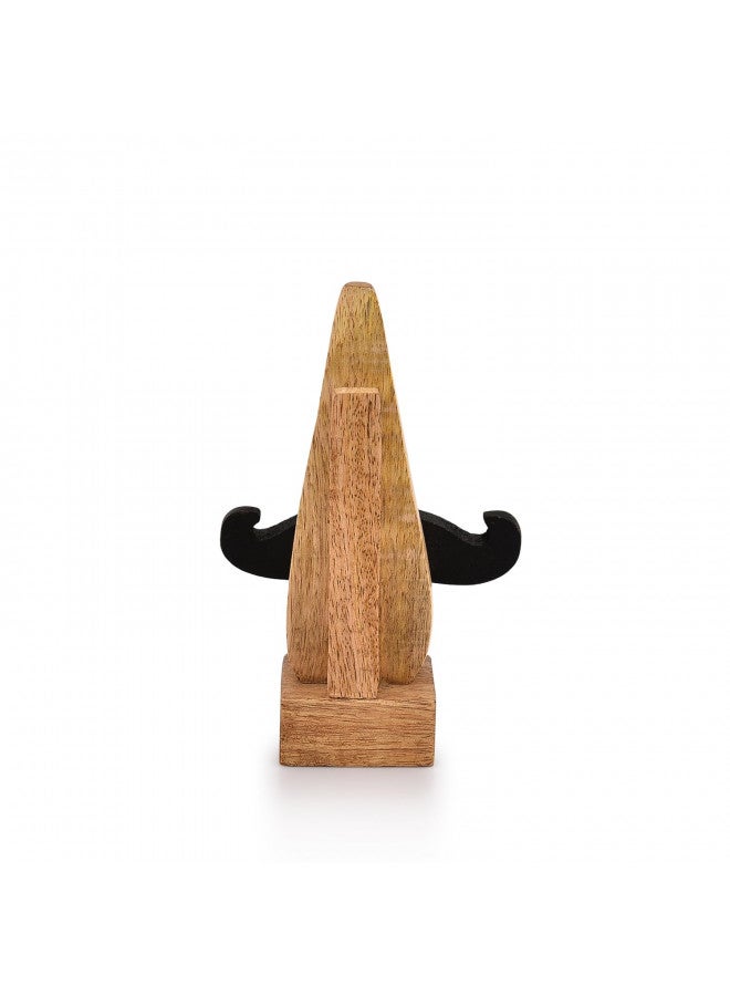 NIRMAN Display Stand Handmade Wooden Nose Shaped Spectacle Specs Eyeglass Holder Stand with Mustache (2" x 2" x 6") - Image 3