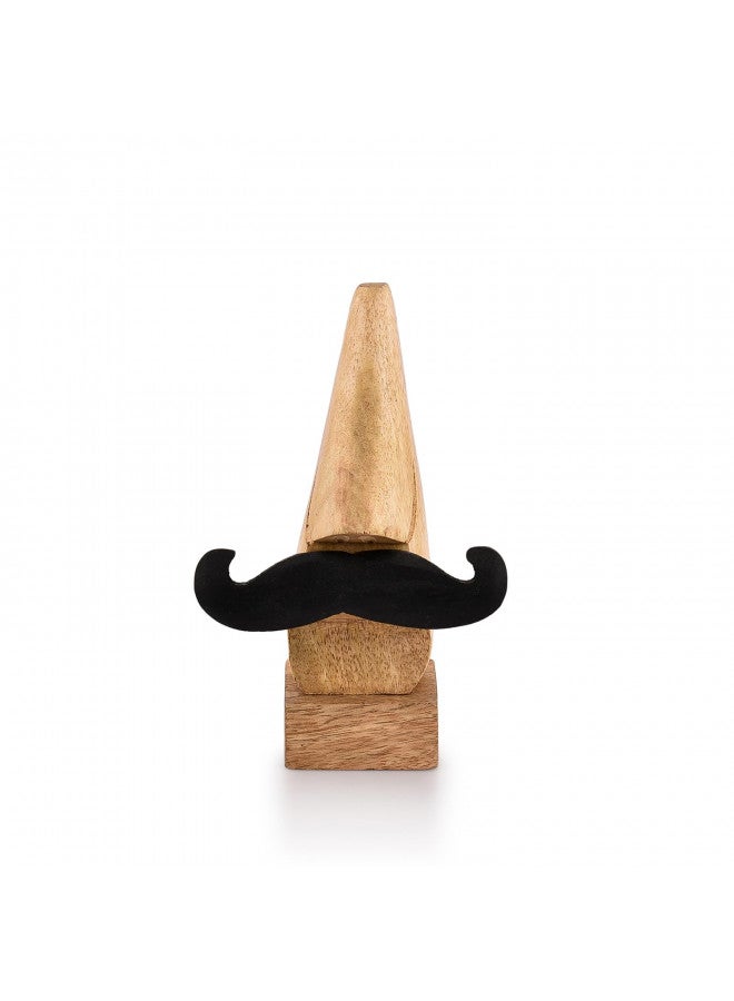 NIRMAN Display Stand Handmade Wooden Nose Shaped Spectacle Specs Eyeglass Holder Stand with Mustache (2" x 2" x 6") - Image 2