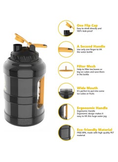 RIGID FITNESS Gym Bottle BPA-Free 2.5L - Hydration Jug - Leak-Proof Sport Water Bottle, Odorless & Transparent - Ideal Jug for Gym, Fitness and Outdoor Activities - Safe & No Smell (Black/Transparent)  - Image 4