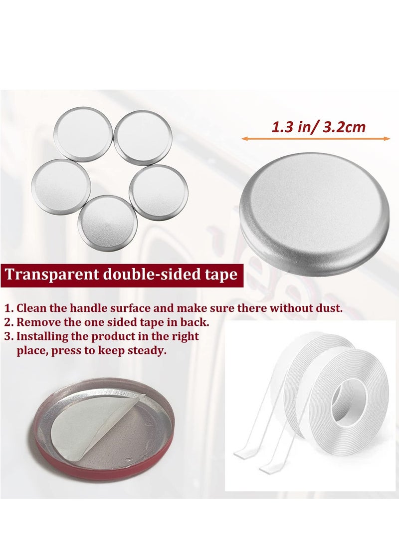 Generic 5Pcs Aluminum Silver Side Door Grab Handle Covers + 5Pcs Push Button Knob Trim Covers for Jeep Wrangler JK JKU Sahara Unlimited 4-Door 2007-2018 - Exterior Handle Pull Decor  - Image 4