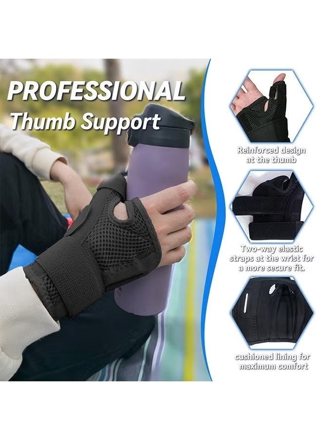 جبيرة للإبهام مع دعامة للمعصم - دعامة للإبهام لتخفيف آلام متلازمة النفق الرسغي أو التهاب الأوتار، للرجال والنساء، دعامة للمعصم تناسب كلتا اليدين اليمنى واليسرى. - Image 2