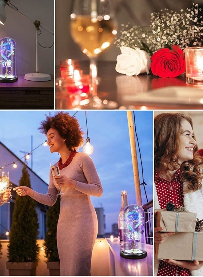 Arabest Colorful Blue Light Up Rose in A Glass Dome with Colorful Light,Mothers Day Flowers Gifts For Mom,Birthday Gifts for Women,Rose Flower Mom gifts for Her Wife Grandma,Moms Presents From Daughter Son - Image 5